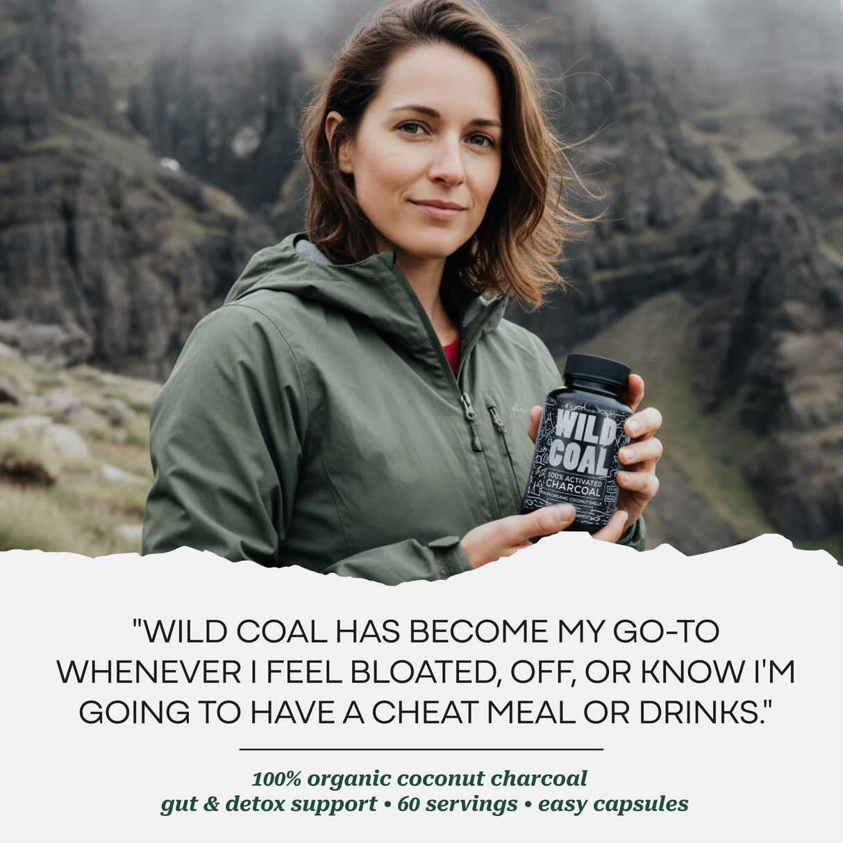Activated Charcoal Capsules, 60 servings - Made from 100% Organic Coconuts