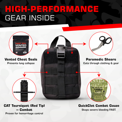 Premium Trauma IFAK Compact Kit with CAT Tourniquet & Chest Seals