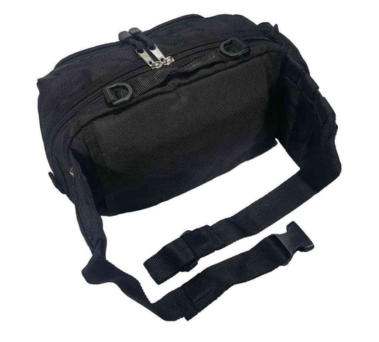 LINE2design Deluxe First Aid Nylon Star of Life Logo Fanny Pack EMT Paramedic Bag With Internal Pockets - Black