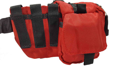 LINE2design Deluxe First Aid Nylon Star of Life Logo Fanny Pack EMT Paramedic Bag With Internal Pockets - Red