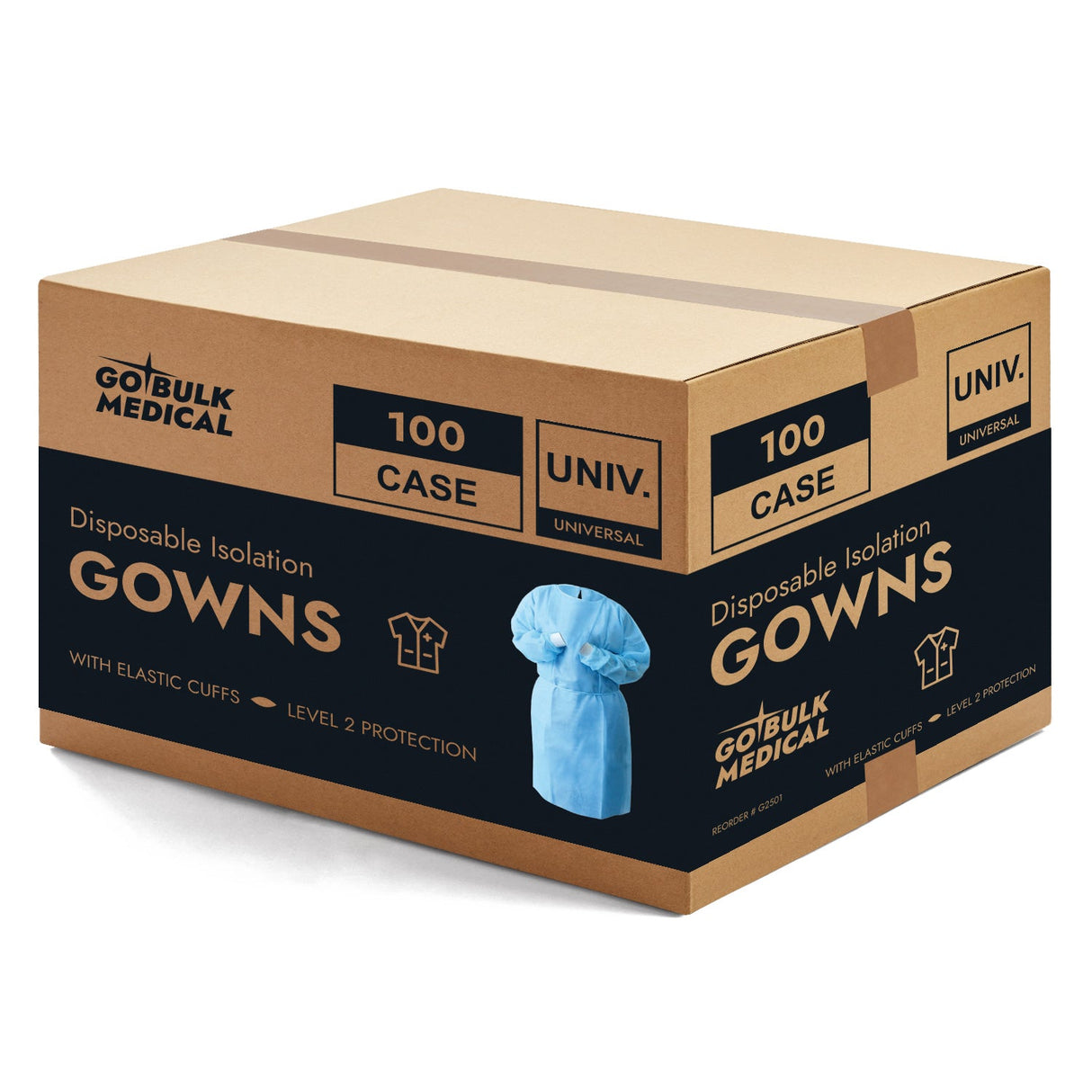 Pallet Disposable Isolation Gowns with Elastic Cuffs - 30 Cases (3,000 Gowns) Blue - Universal Size Level 2 PP/PE - Blue