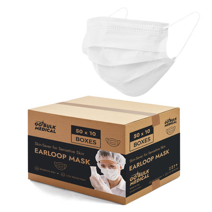 Sensitive Skin Earloop Masks 500 Count by Pro Gear - Made in the USA