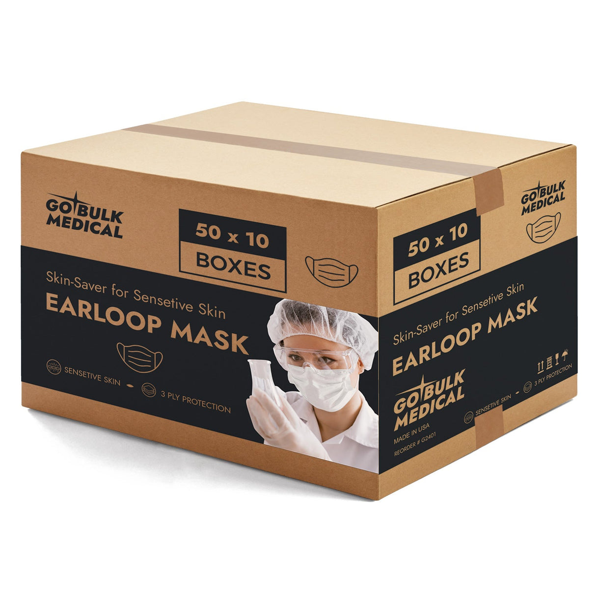 Pallet Sensitive Skin Earloop Masks(30,000 Masks) by Pro Gear - 60 Cases - Made in the USA