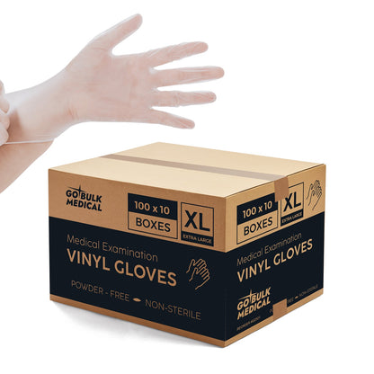 Pallet Vinyl Exam Gloves Case of 100 Cases(100,000 Gloves) Powder-Free Disposable Gloves - Clear