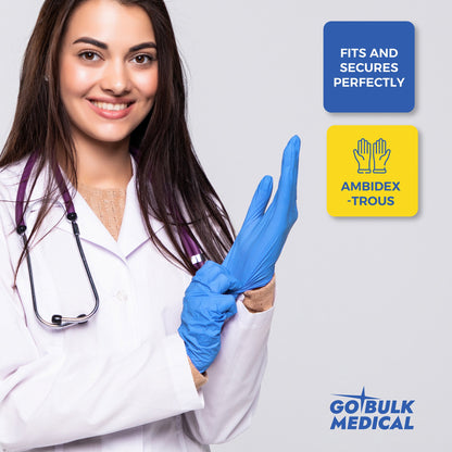 Sky Nitrile Exam Gloves Case of 1000 4 mil Thick Powder-Free Heavy Duty Disposable Blue Gloves