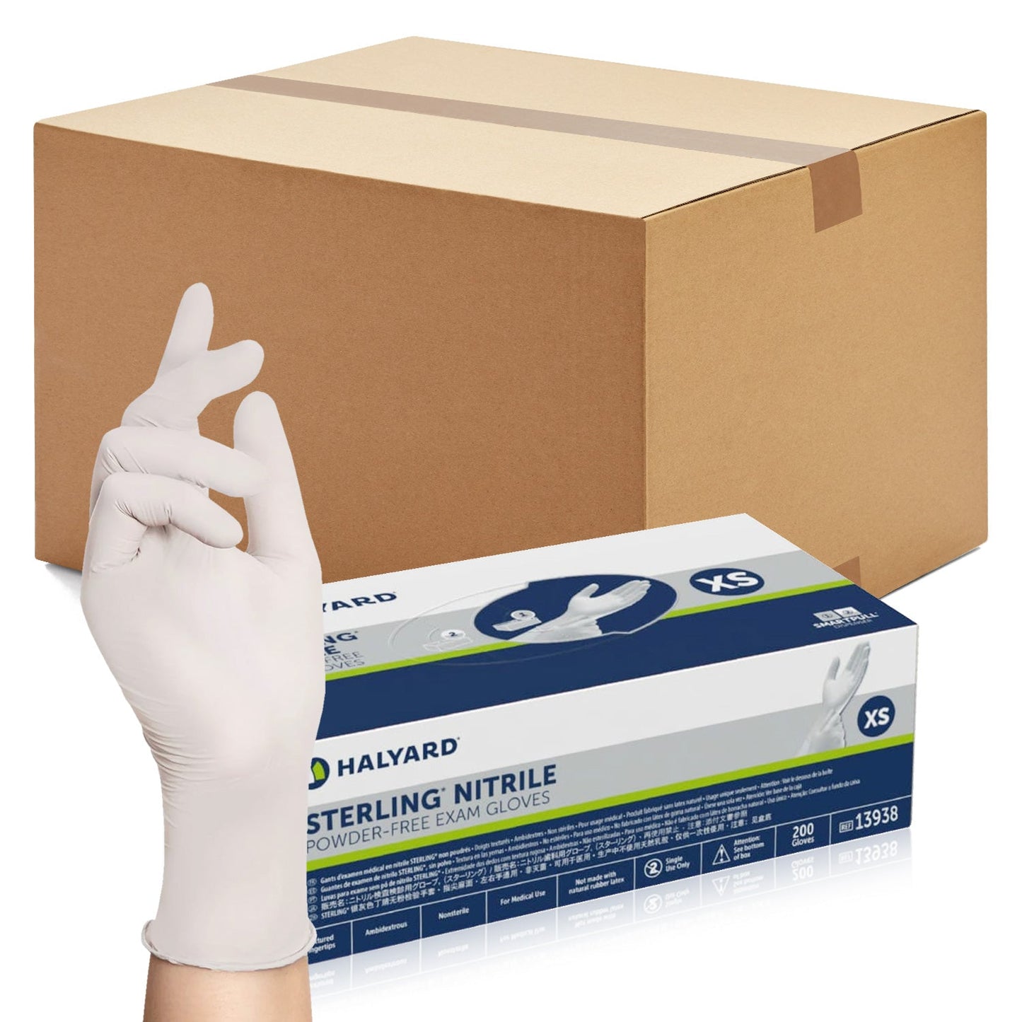 Halyard 2000ct Sterling Nitrile Exam Gloves Powder-Free 3.8 Mil, 9.5" Gray
