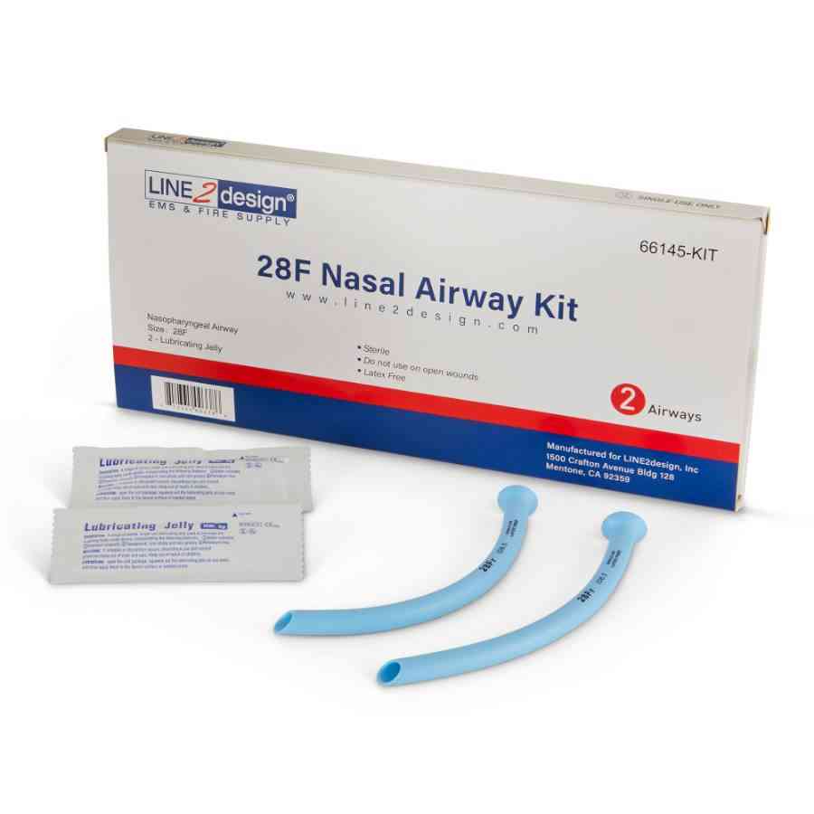 LINE2design Nasopharyngeal (Nasal) Airway 28F Kit, 2 pcs NPA, Airway Management Kit