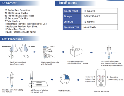 Healgen Scientific COVID-19/Flu A&B Ag Combo Rapid Test Cassette (Swab)