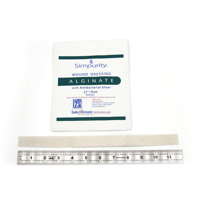 Safe N Simple Simpurity Silver Calcium Alginate Wound Dressing, 12 Inch Length Rope (120 Count)