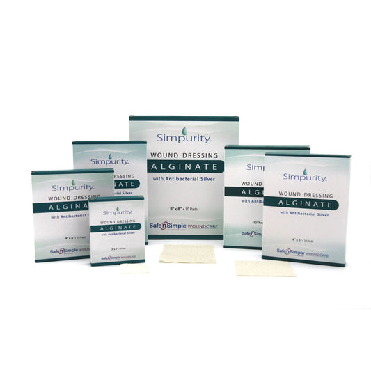 Safe N Simple Simpurity Silver Calcium Alginate Wound Dressing (160 Count)