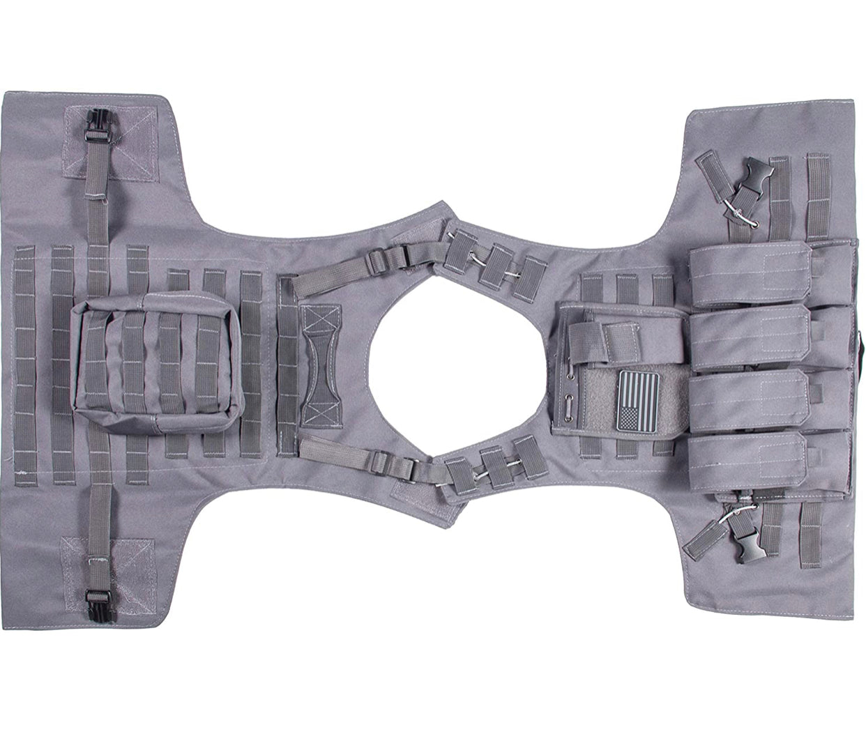 Kids Airsoft Tactical Plate Carrier Vest with Free US Flag Patch, Mil Spec 1000D Nylon PALS Molle Modular w/ 4 Mag Pouches, Side Pouch, Chest Mag Pouch