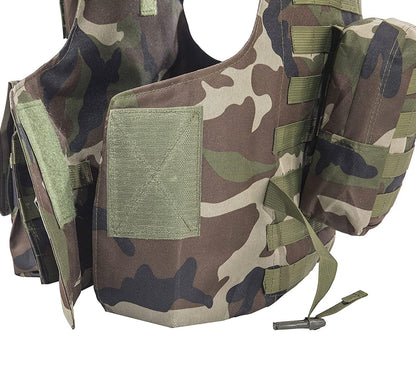 Kids Airsoft Tactical Plate Carrier Vest with Free US Flag Patch, Mil Spec 1000D Nylon PALS Molle Modular w/ 4 Mag Pouches, Side Pouch, Chest Mag Pouch