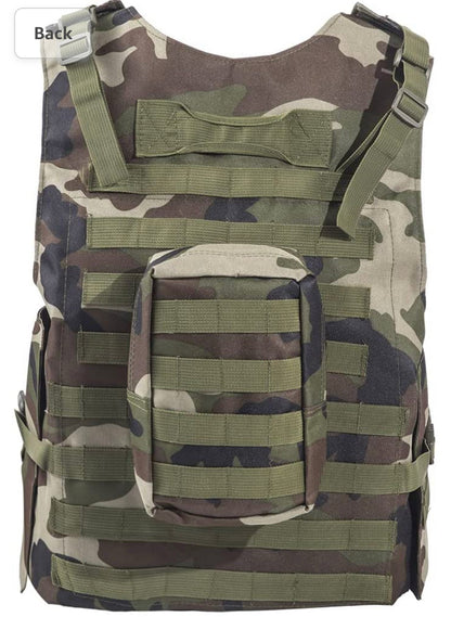 Kids Airsoft Tactical Plate Carrier Vest with Free US Flag Patch, Mil Spec 1000D Nylon PALS Molle Modular w/ 4 Mag Pouches, Side Pouch, Chest Mag Pouch
