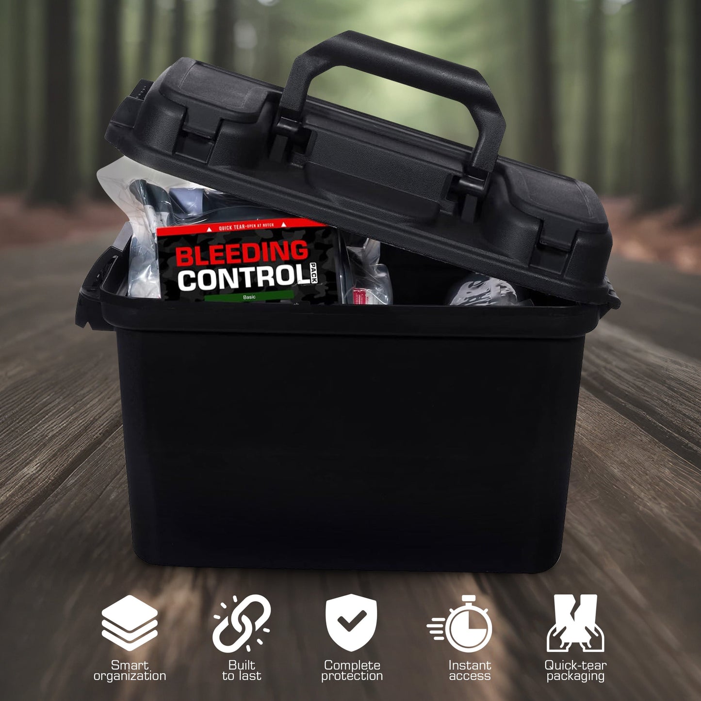 Bleeding Control Kit - 4 Vacuum Sealed Kits in Plastic Case