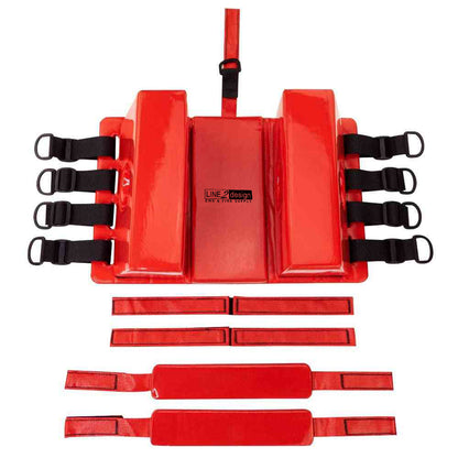 LINE2design Spine Board Head Immobilizer for Backboard - Universal EMS EMT Emergency Medical Re-usable Rescue Portable Lightweight with Adjustable Straps - Red