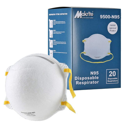 Makrite 240pcs 9500 Disposable Particulate Respirator N95 Face Mask, Regular Size