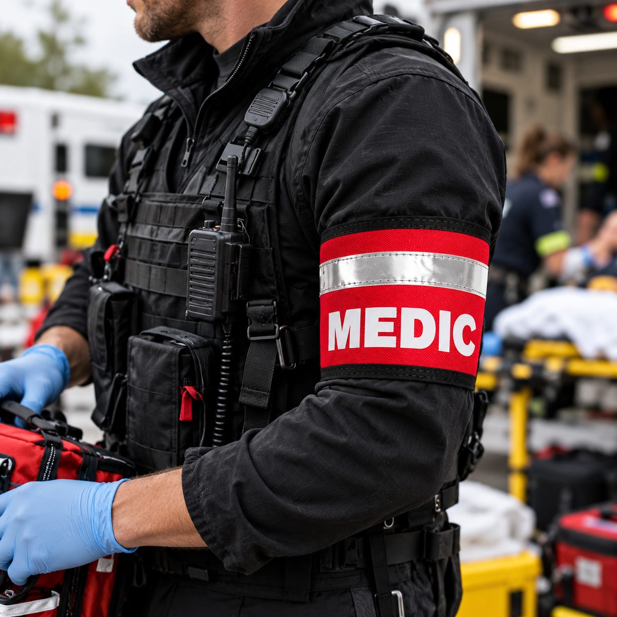 Red Medic Armband with reflective