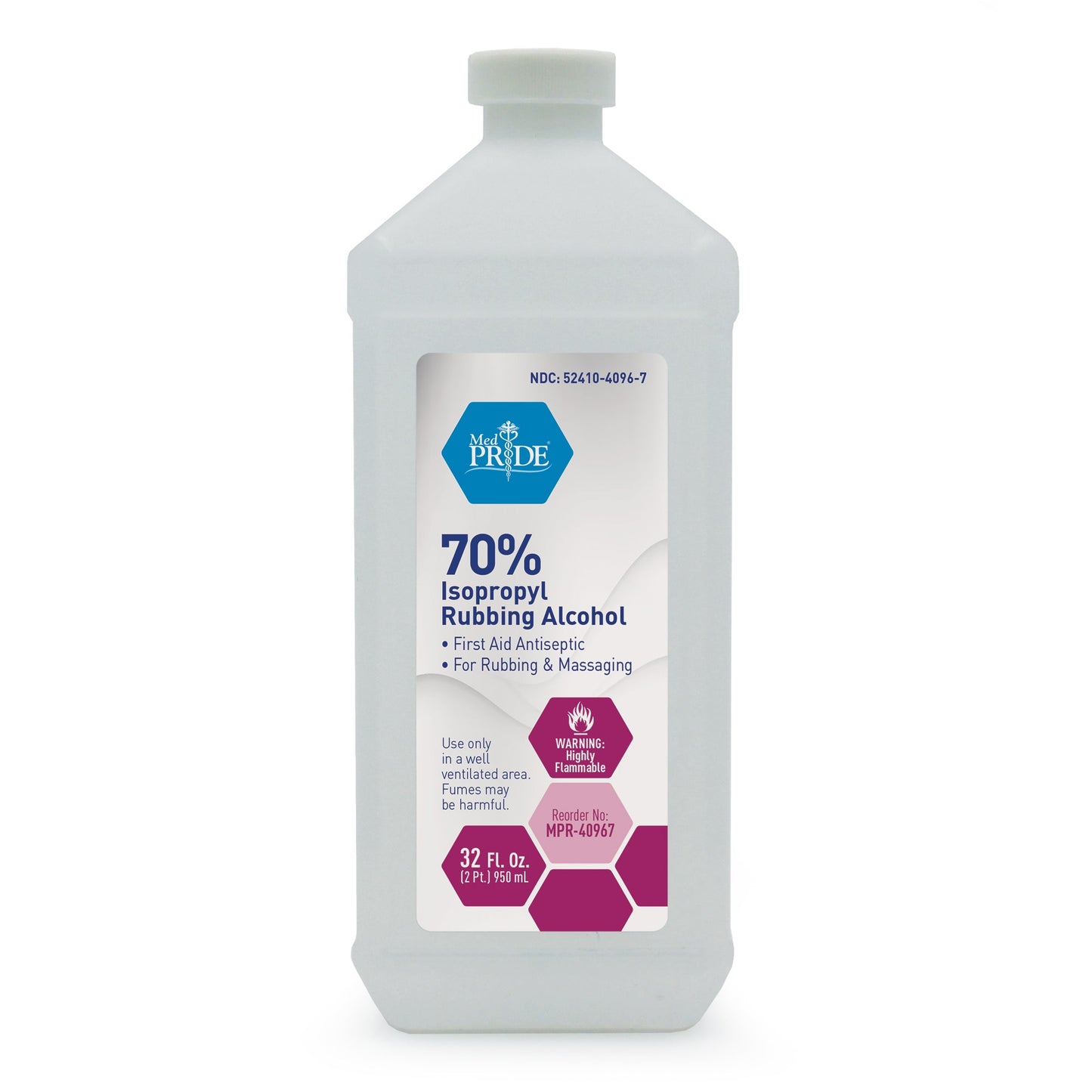 MedPride 70% Isopropyl Rubbing Alcohol - 32oz. - Case of 12