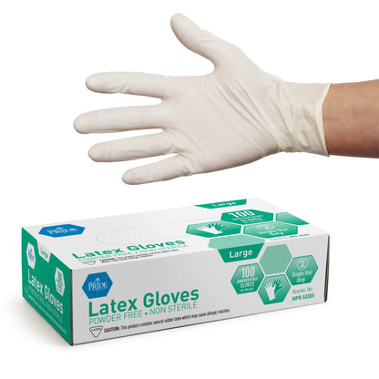 MedPride Latex G.P. Gloves 4 Mil Thick Non-Sterile Powder Free - 100 Gloves / Case of 10 (1000 Count)