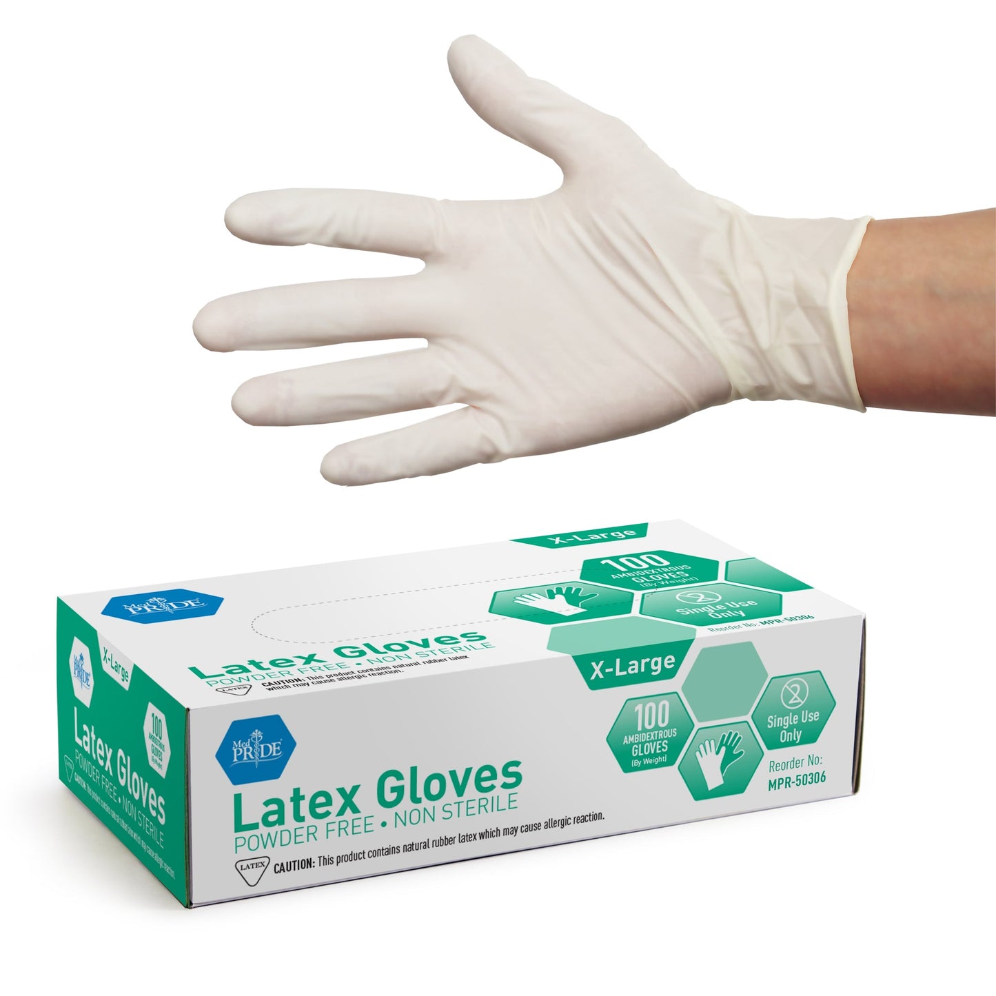 MedPride Latex G.P. Gloves 4 Mil Thick Non-Sterile Powder Free - 100 Gloves / Case of 10 (1000 Count)