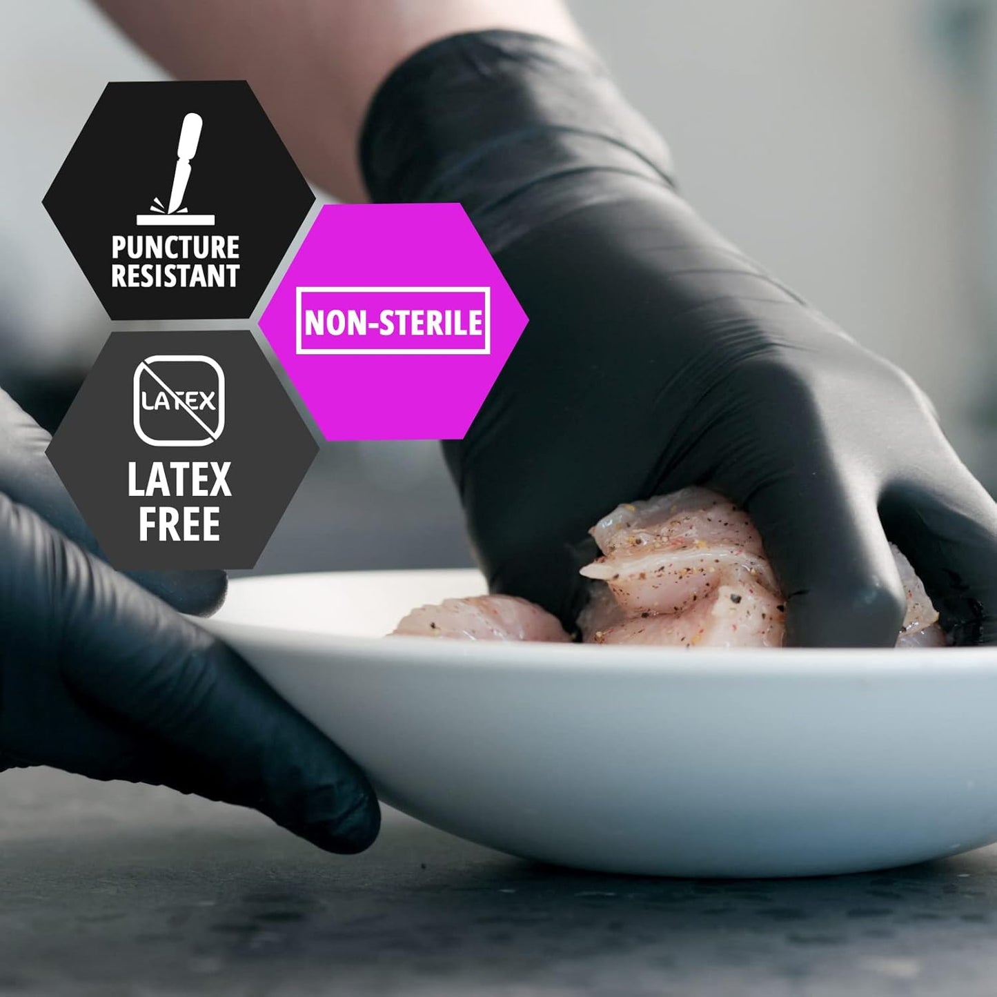 MedPride Black Nitrile Exam Non-Sterile Powder Free Gloves - 6 MIl Thick - 100 Gloves / Case of 10