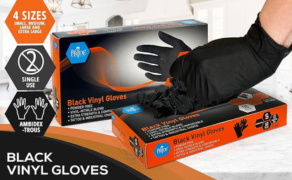 MedPride Black Vinyl Nitrile Gloves 4 Mil Thick Non-Sterile Powder Free - 50 Gloves / Case of 20 (1000 count)