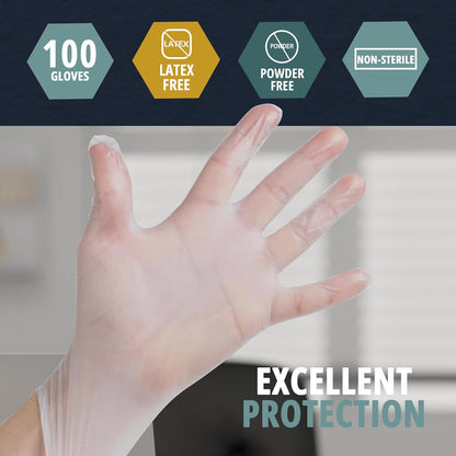 MedPride Vinyl Exam Gloves 4 Mil Thick Non-Sterile Powder Free - 100/box, Case of 10 (1000 count)