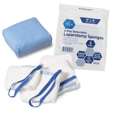 MedPride Laparotomy Sponge, Prewashed - Sterile - X Ray Det 18"x18", 5/Pack, Case of 40 (200)