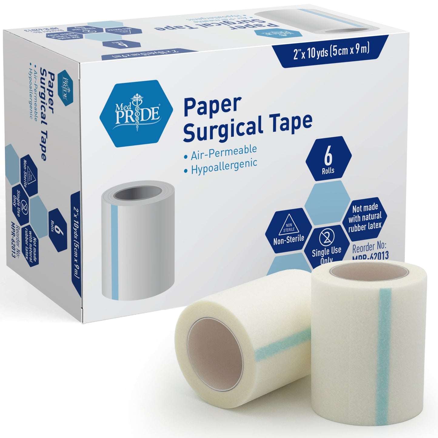 MedPride Paper Surgical Tape, 2" x 10 yds - 6/Box, Case of 12 (72 Count)