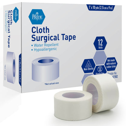 MedPride Cloth Surgical Tape, 1" x 10 yds - 12/Box, Case of 12 (144 Count)