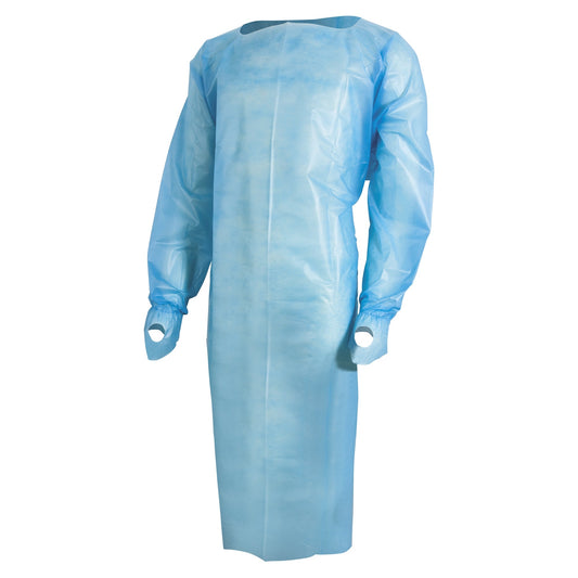 MedPride Protective Poly Gown with Thumb Hooks, Universal Fit - 10 Gowns/Pack, Case of 10 (100 Count)