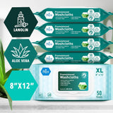 MedPride Disposable XL Premoistened Washcloths 8" x 12", 50 Sheets / Case of 6 (300 Count)