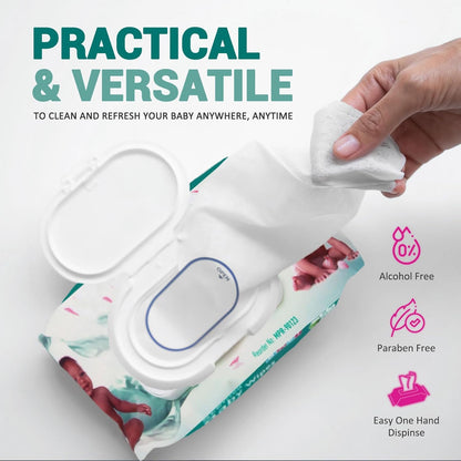 MedPride Baby Wipes, Scented with Aloe Vera and Vitamin E, Blue, 6"x7.5" - 80/Pack, Case of 24 (1920 count)