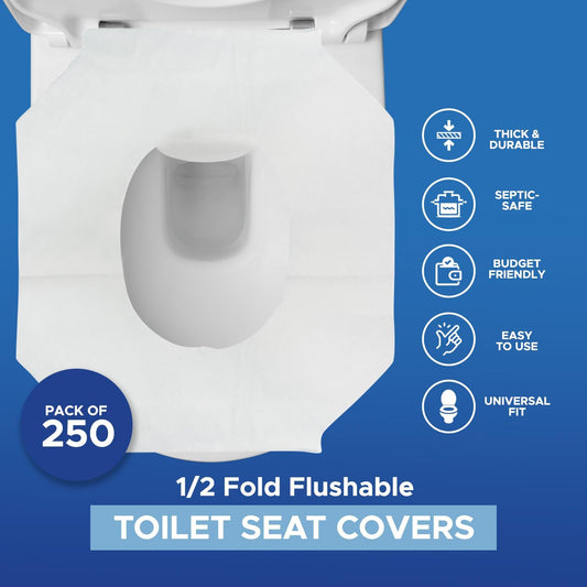 Medpride Disposable Toilet Seat Covers Half Fold Flushable, 250 Pieces / Box of 20 (5000 Count)