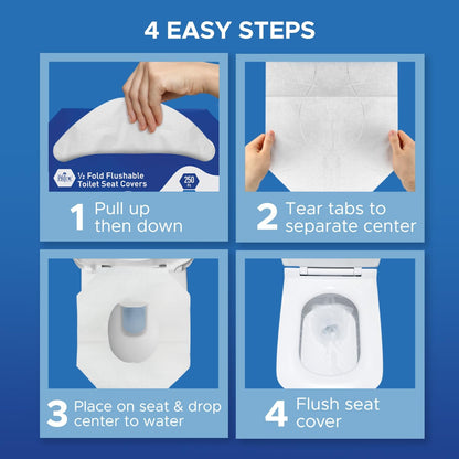 Medpride Disposable Toilet Seat Covers Half Fold Flushable, 250 Pieces / Box of 20 (5000 Count)