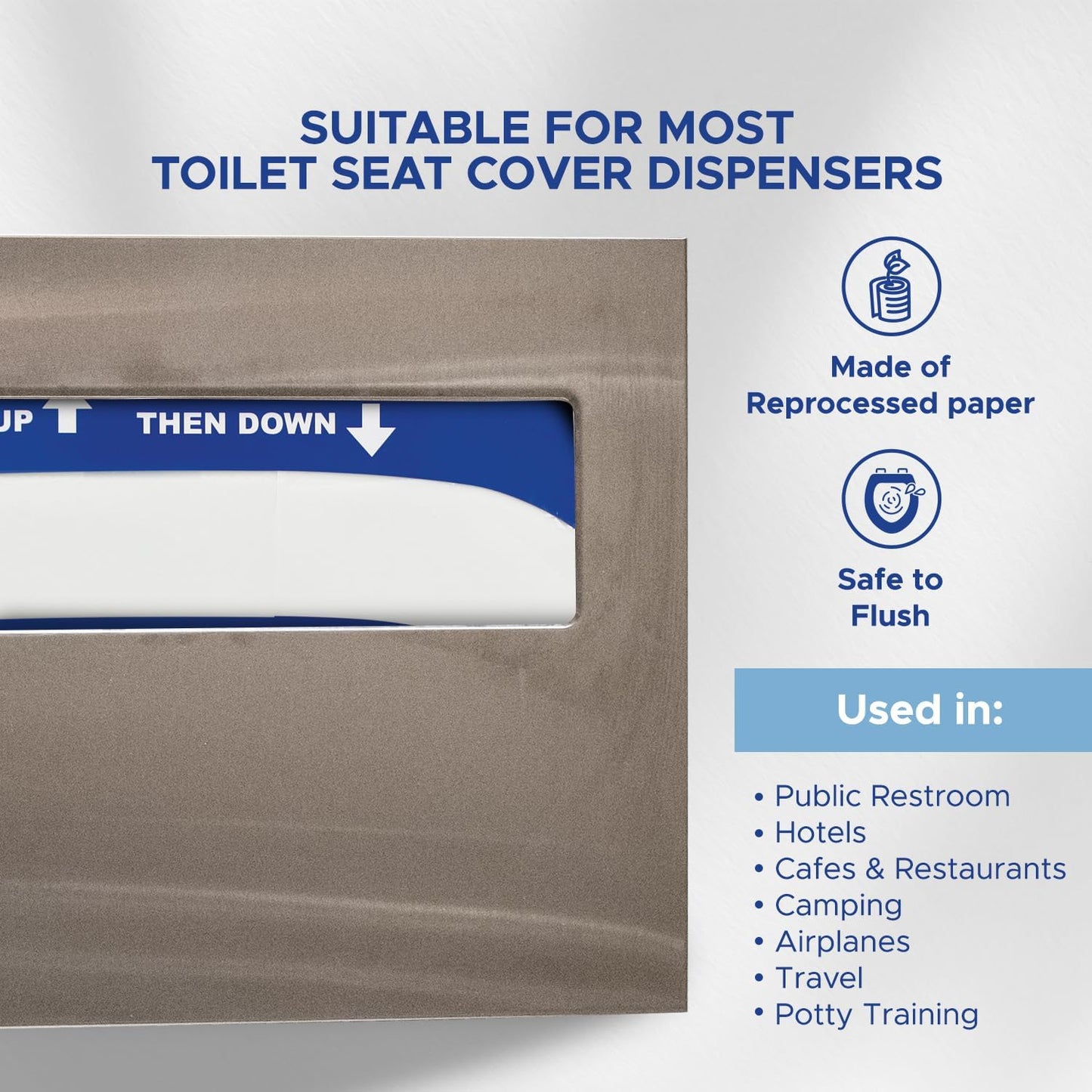 Medpride Disposable Toilet Seat Covers Half Fold Flushable, 250 Pieces / Box of 20 (5000 Count)