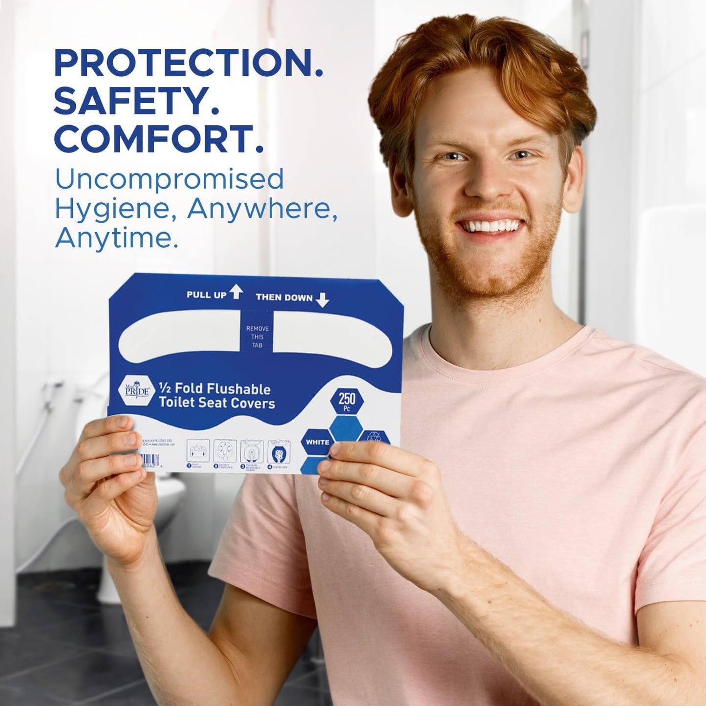 Medpride Disposable Toilet Seat Covers Half Fold Flushable, 250 Pieces / Box of 20 (5000 Count)