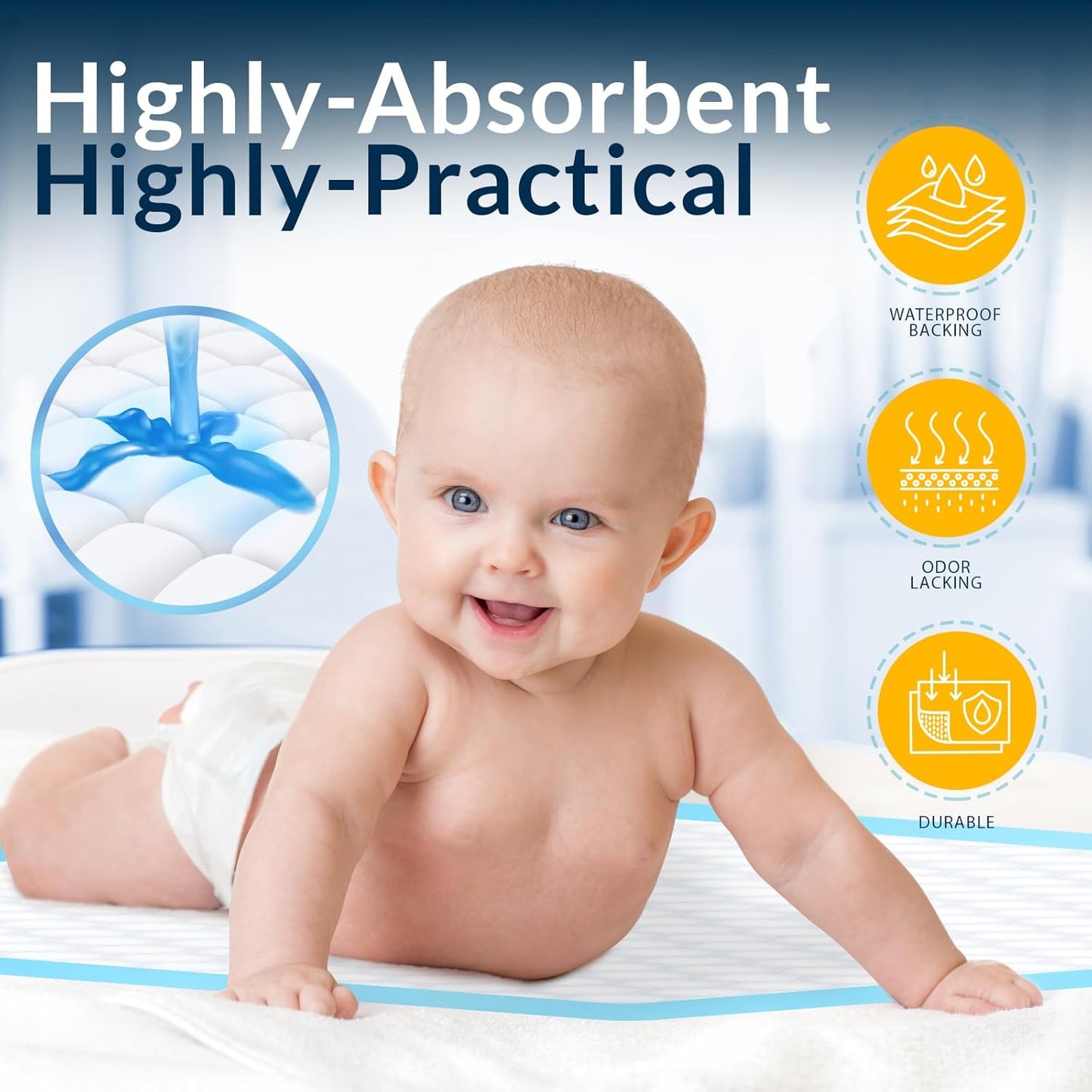 MedPride Disposable Underpads, 17" x 24" (22 grams) 100 Pads, 3 packs/Case (300 Count)