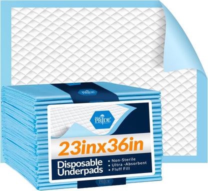 MedPride Disposable Underpads, 23x36 (45 gram) 50/pack, Case of 3 (150 Count)