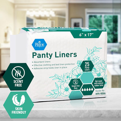 MedPride Premium Ultra Absorbent Panty Liners - 18 gram,  6" x 17" - 10 Pack of 25 (250 Count)