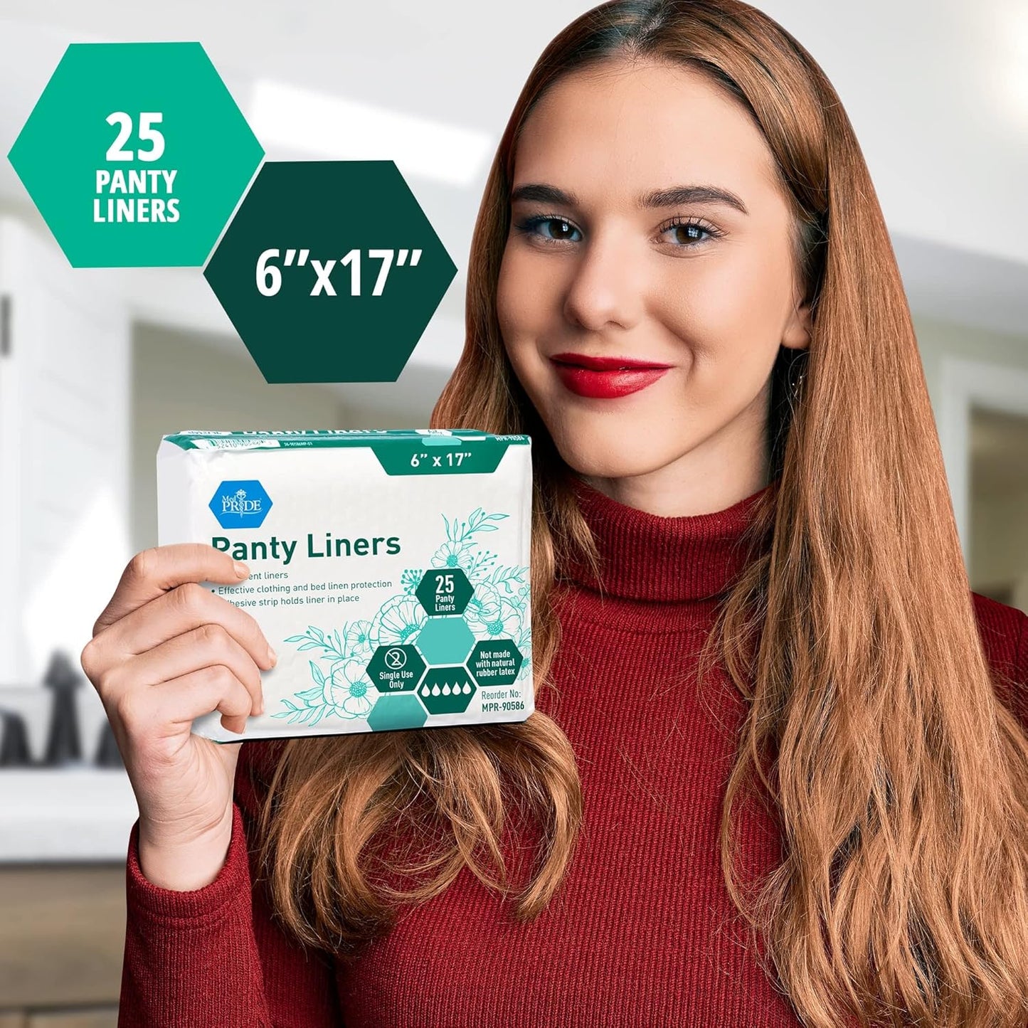 MedPride Premium Ultra Absorbent Panty Liners - 18 gram,  6" x 17" - 10 Pack of 25 (250 Count)