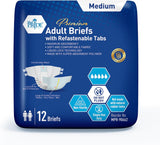 MedPride Adult Briefs with Refastenable Tabs, Large Size, 6 Packs of 12 (72 count)