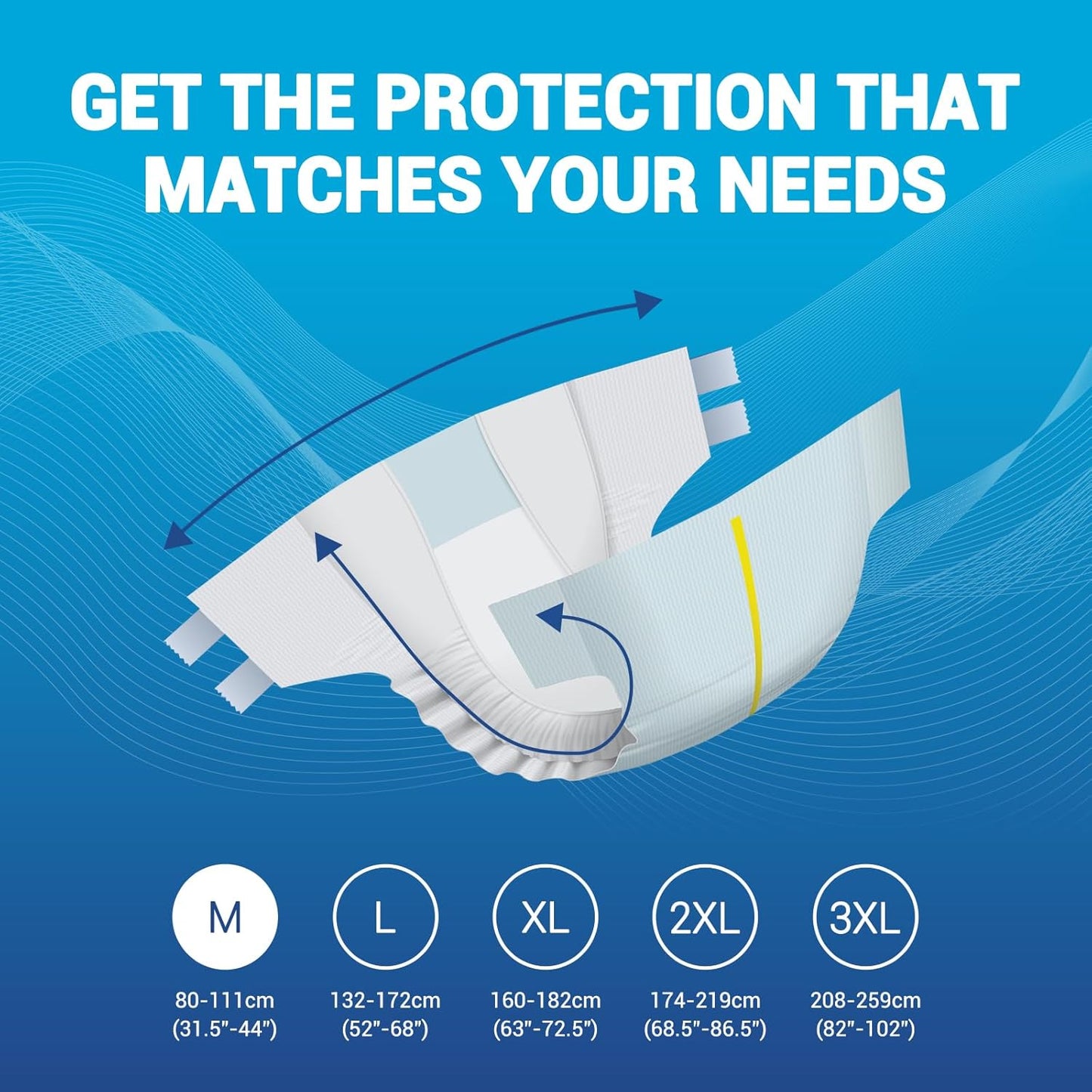 MedPride Adult Briefs with Refastenable Tabs, Medium, 8 Packs of 12 (96 count)