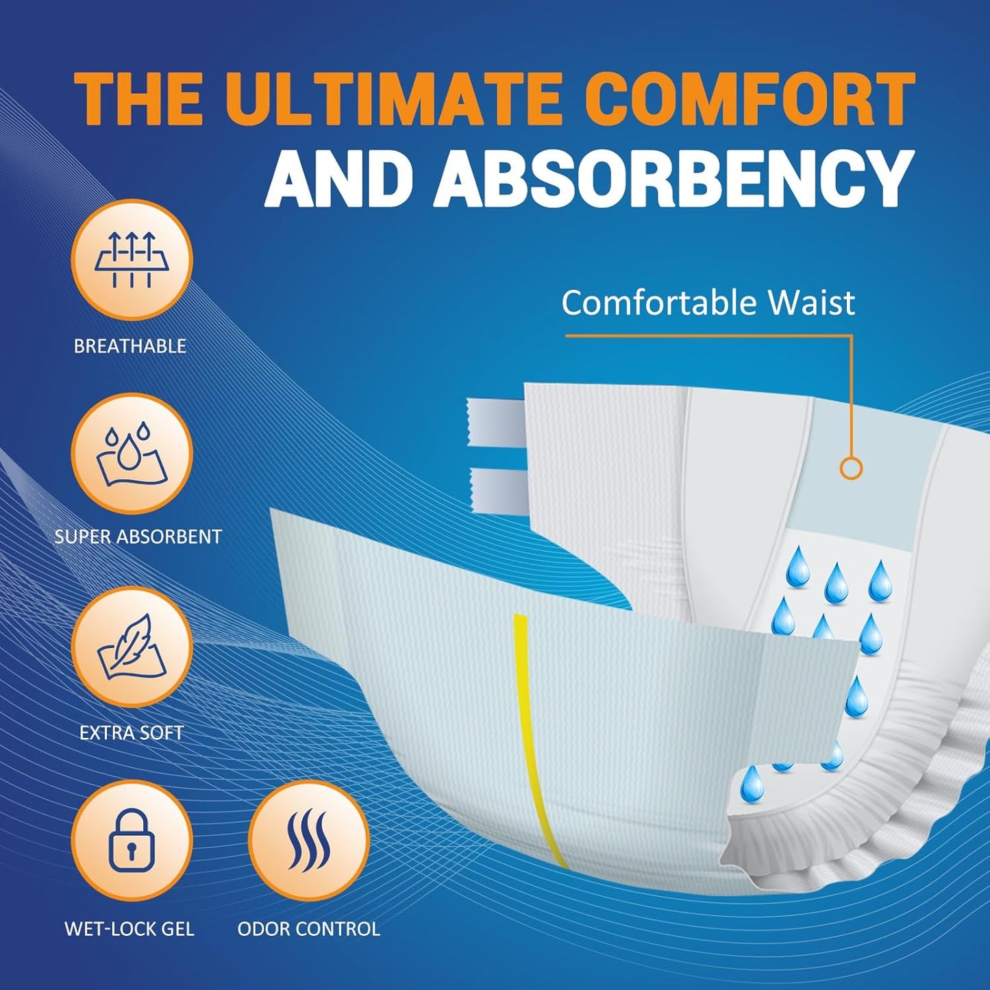 MedPride Adult Briefs with Refastenable Tabs, X-Large Size, 4 Packs of 15 (60 Count)