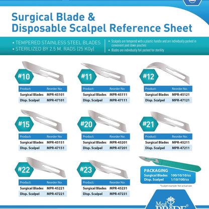 MedPride Disposable Scalpels - Stainless - Sterile - 10/BX 10/CS (100 Count)