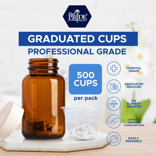 MedPride Medicine Cups Transparent Graduated  1oz. - 5 Sleeves, Bag of 100 (Total of 5000)