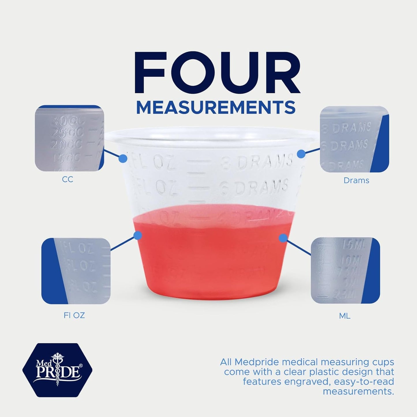 MedPride Medicine Cups Transparent Graduated  1oz. - 5 Sleeves, Bag of 100 (Total of 5000)