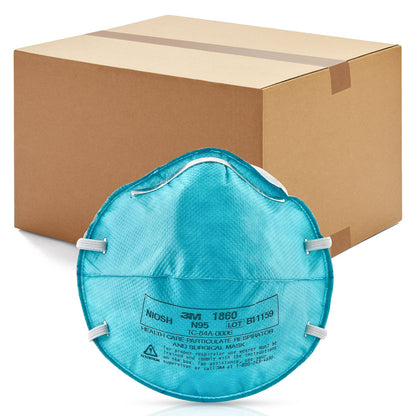 3M 120pcs 1860 Particulate Respirator N95 Face Mask with Fluid Resistance, Regular Size