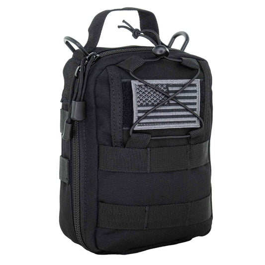 LINE2design MOLLE Pouch, Emergency Medical, Trauma Bag, Gunshot Bag for First Aid (IFAK), Utility Pouch, includes USA Patch - Black