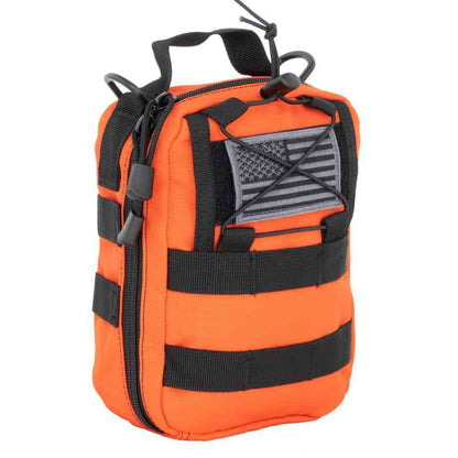 LINE2design MOLLE Pouch, Emergency Medical, Trauma Bag, Gunshot Bag for First Aid (IFAK), Utility Pouch, includes USA Patch - Orange